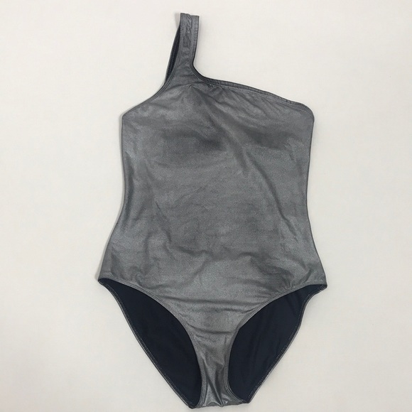 ISABEL MARANT Sage One Shoulder One Piece Swimsuit In Silver - Picture 1 of 8